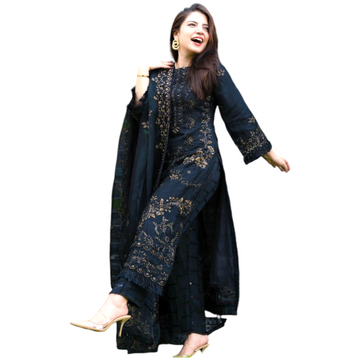 AS 36 Embroidered Unstitched 3 Pcs Dress